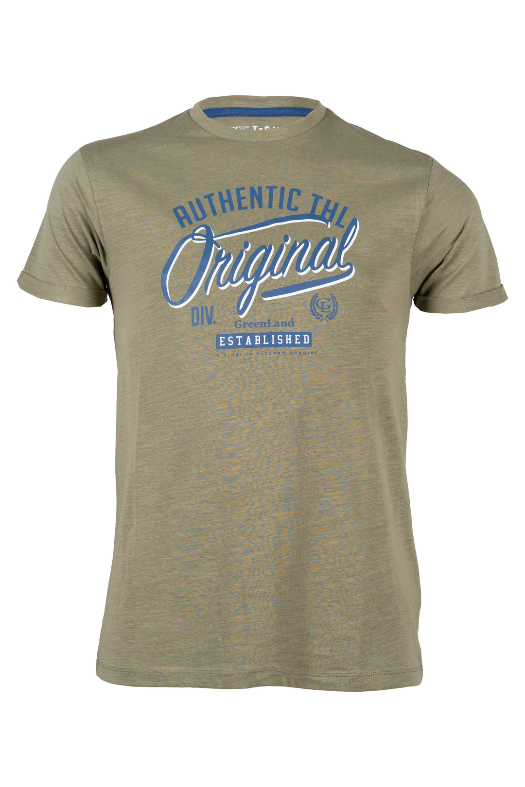 T-shirt girocollo manica corta in cotone slub con grande stampa sul petto