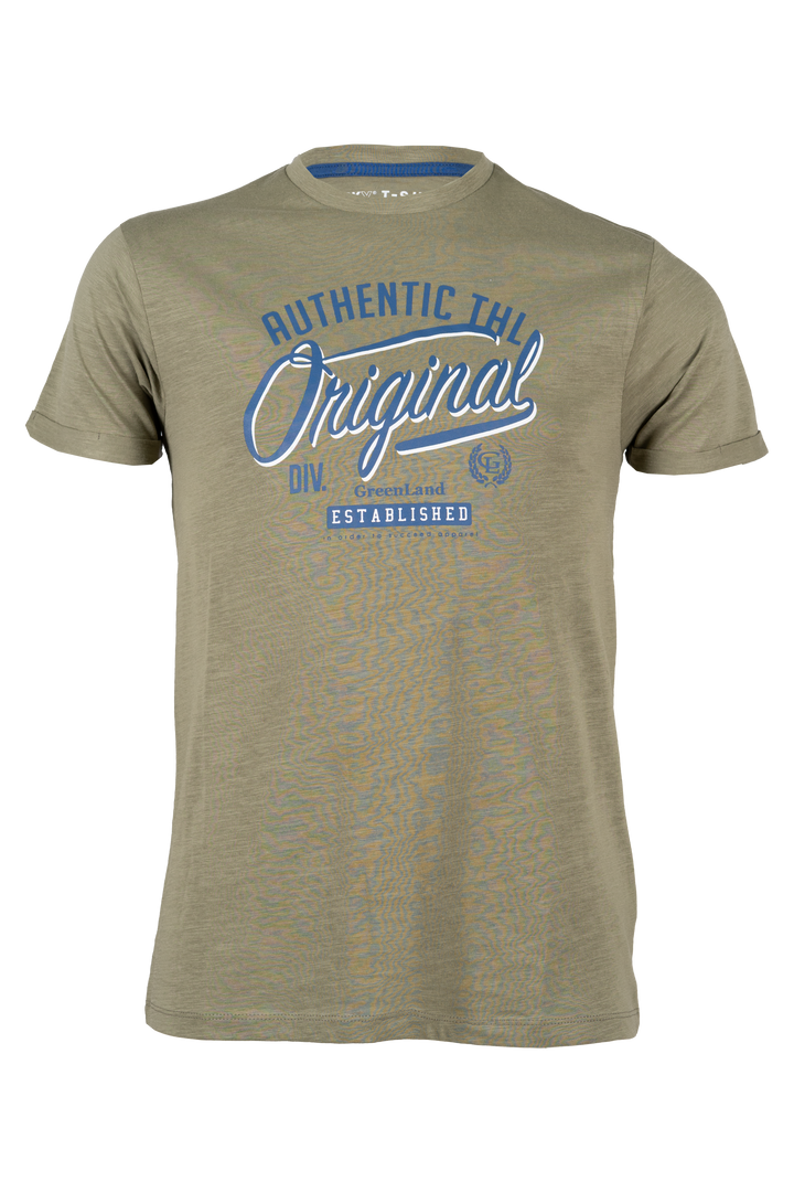 T-shirt girocollo manica corta in cotone slub con grande stampa sul petto
