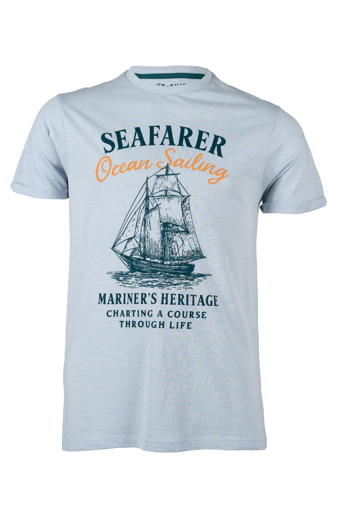 T-shirt girocollo manica corta in cotone slub con grande stampa sul petto