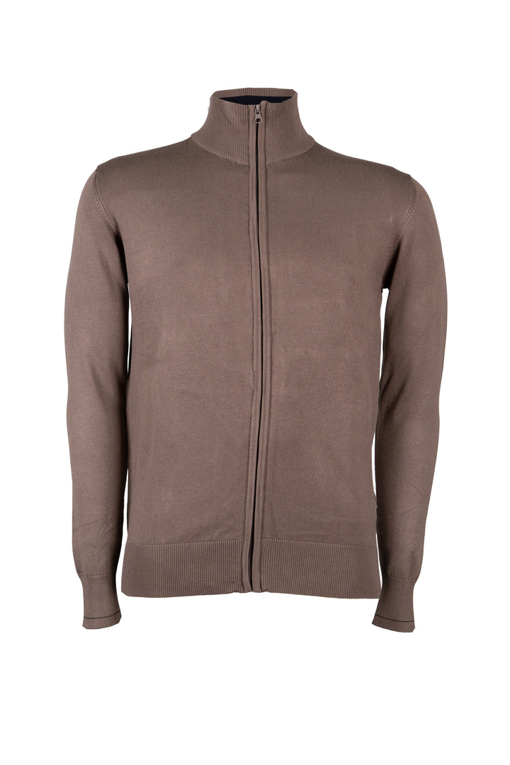 Cardigan zip intera con contrasti e logo sul petto