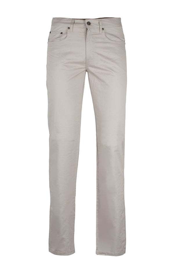Pantalone uomo in cotone cinque tasche colore grigio ghiaccio