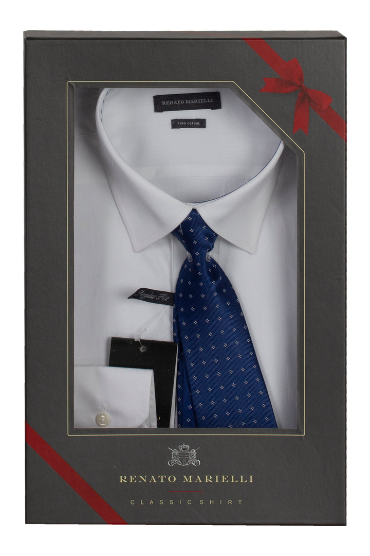 Camicia classica da uomo tinta unita con cravatta in scatola regalo