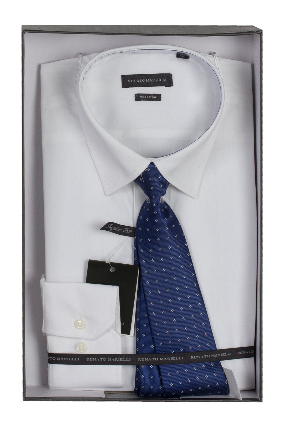 Camicia classica da uomo tinta unita con cravatta in scatola regalo