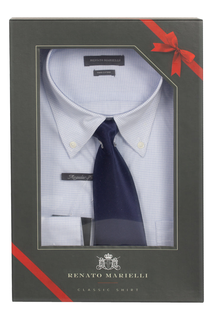 Camicia classica button down in scatola regalo con cravatta