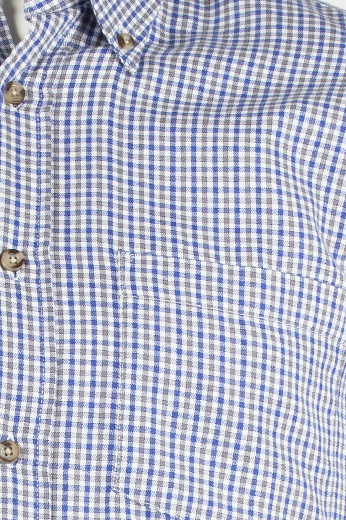 Camicia uomo button down in flanella grigia con quadretti