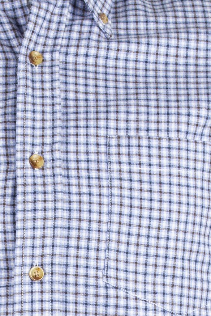 Camicia uomo button down in flanella bianca a quadretti
