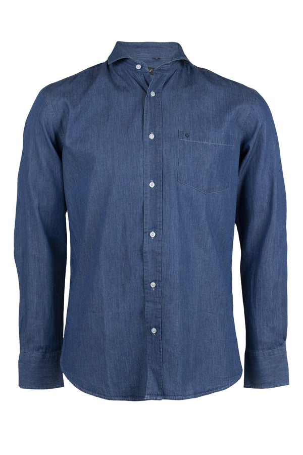 Camicia jeans uomo blu colore blu navy