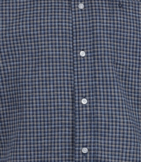 Camicia mezza manica in misto lino fantasia a quadri