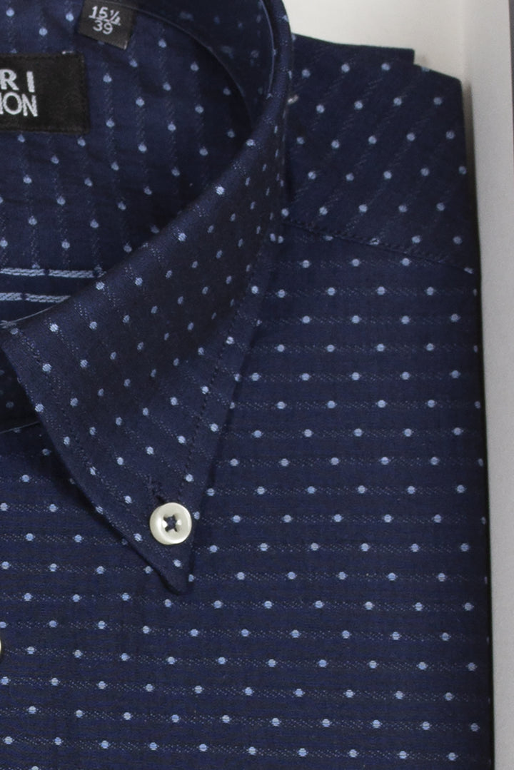 Camicia uomo Made in Italy microfantasia pois