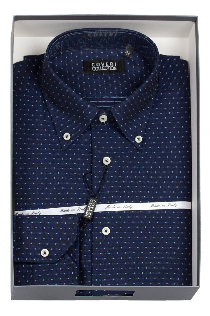 Camicia uomo Made in Italy microfantasia pois