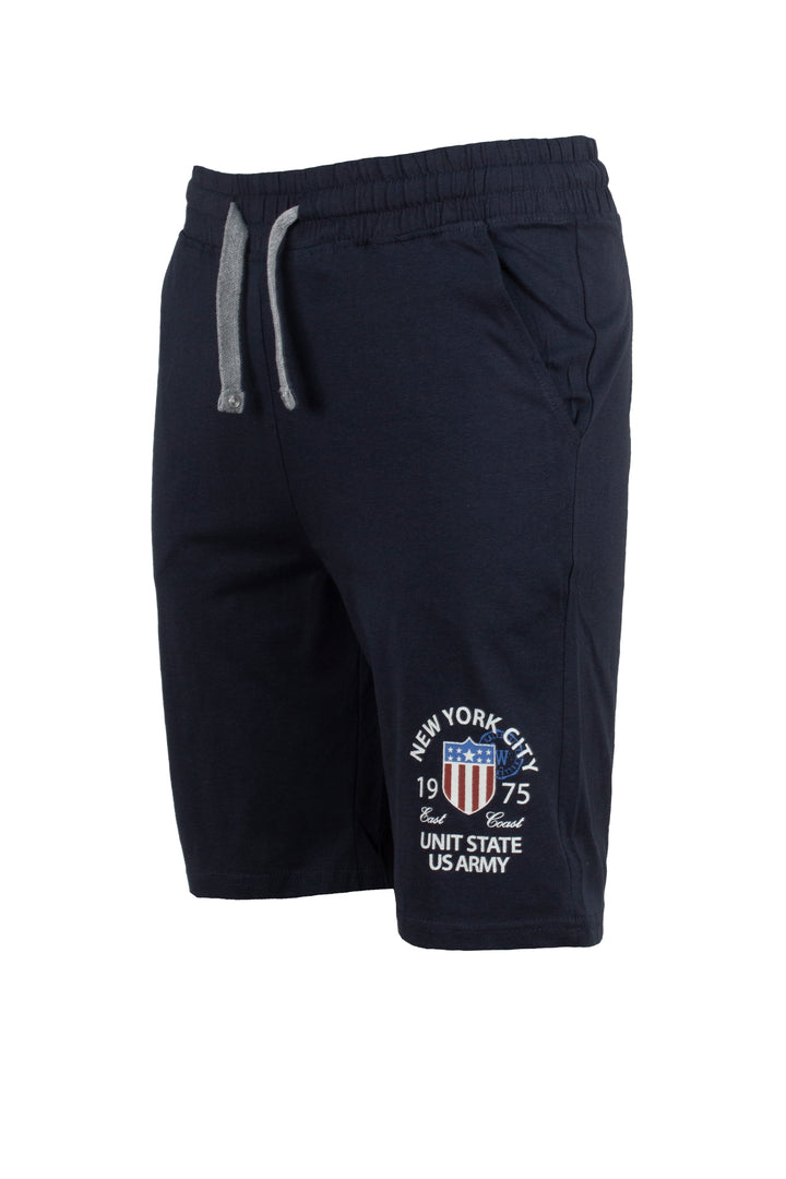 Pantaloncino sportivo in jersey con stampa e lacci in contrasto