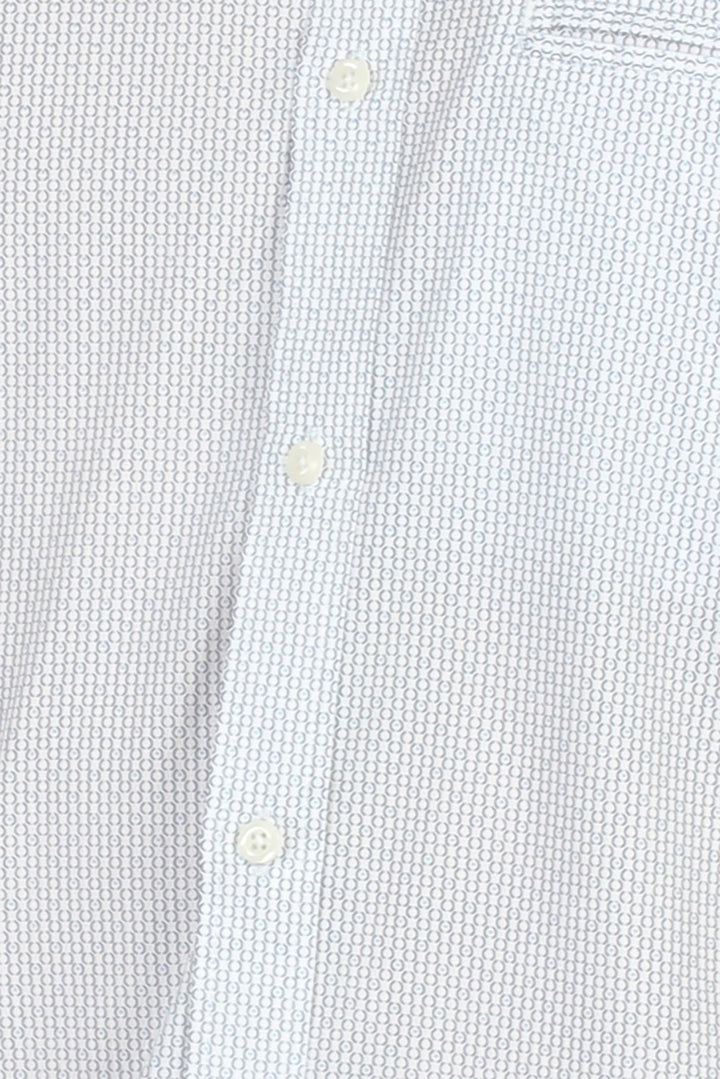 Camicia coreana mezza manica uomo con microfantasia a contrasto