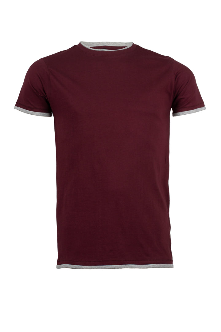 T-Shirt tinta unita con profili a contrasto