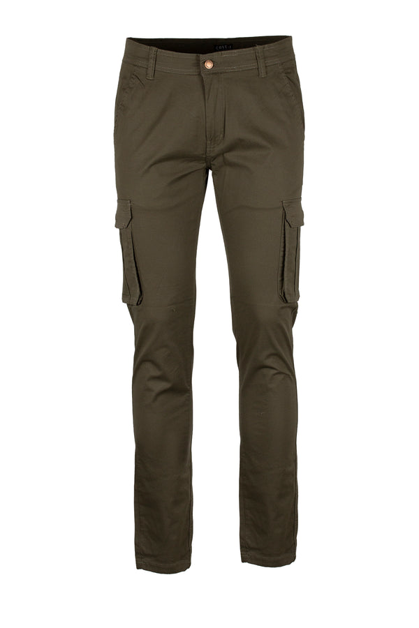 Pantaloni cargo in puro cotone tinta unita