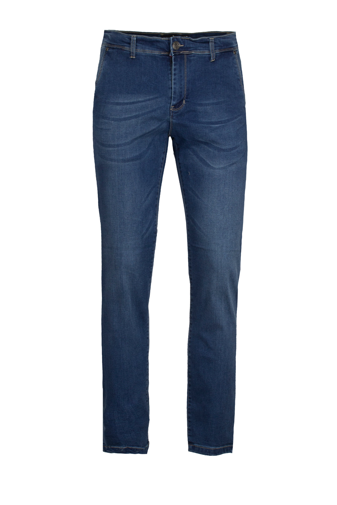Jeans elasticizzato tasca america middle blu con baffature