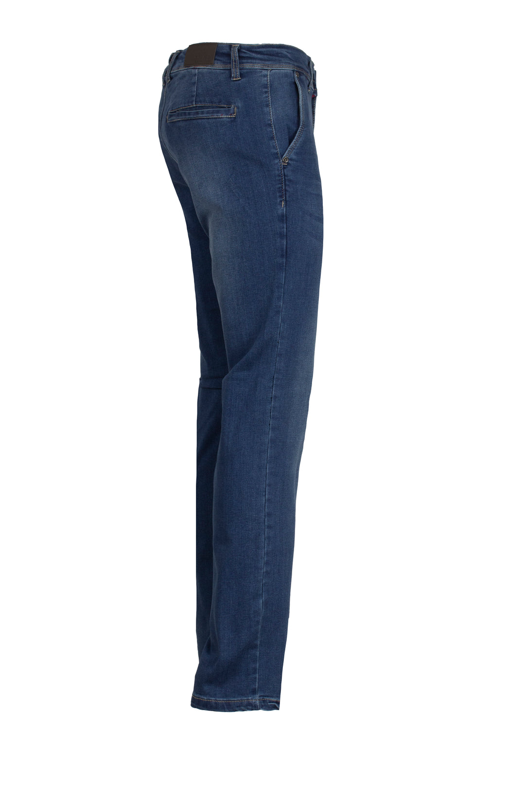 Jeans elasticizzato tasca america middle blu con baffature