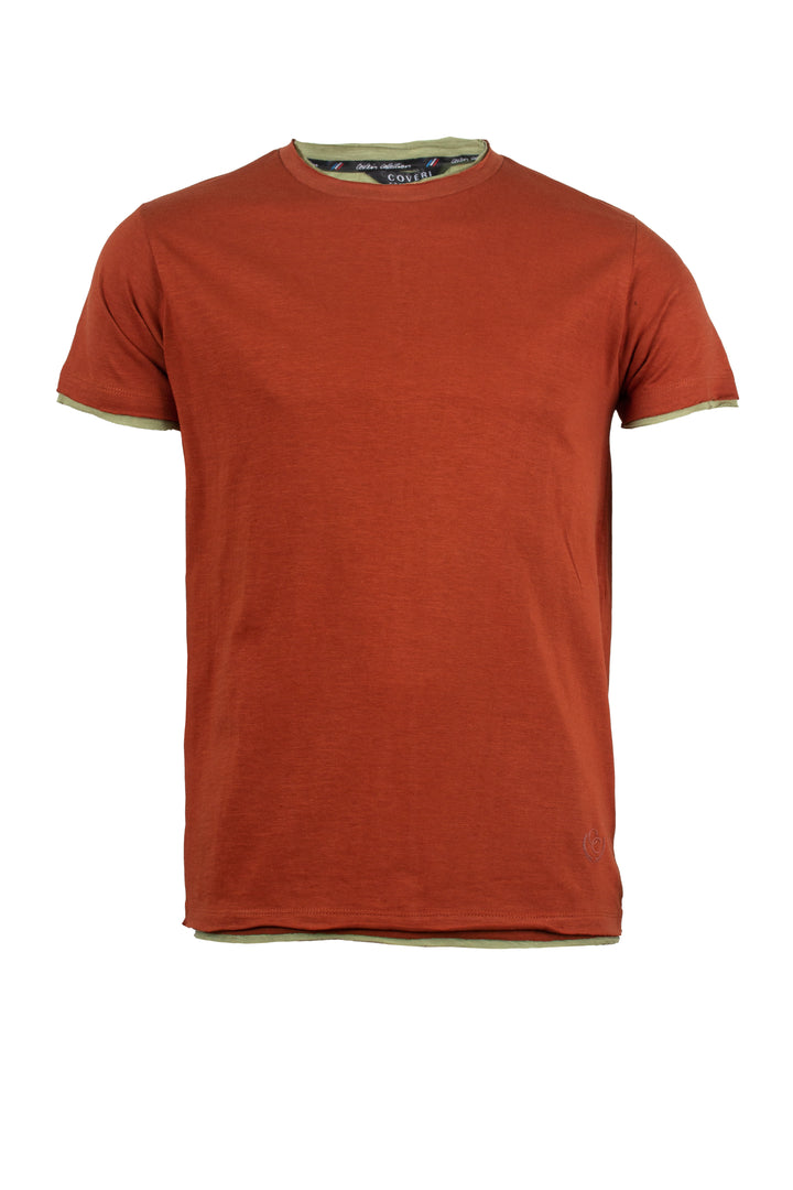 T-Shirt tinta unita con profili a contrasto