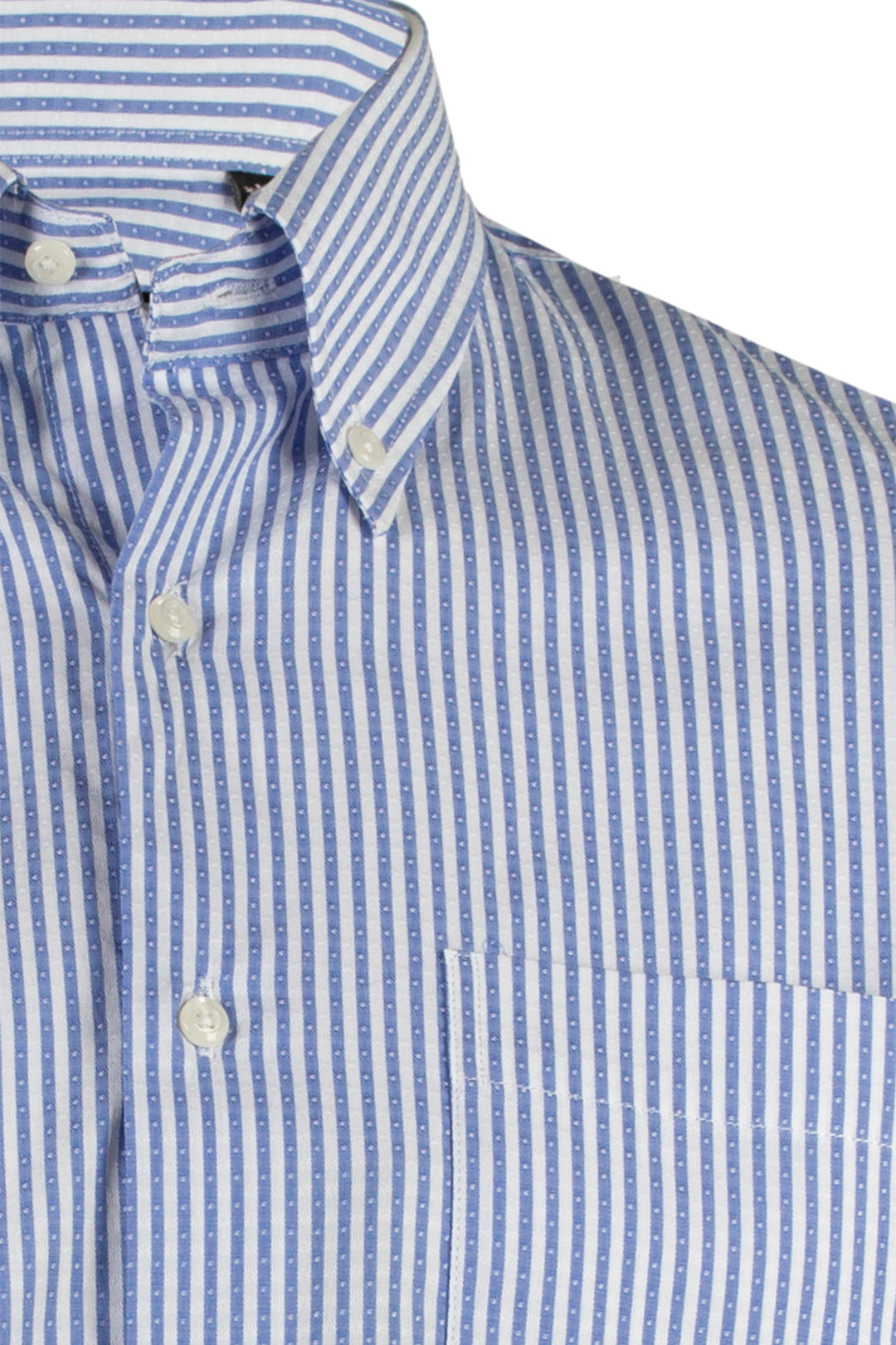Camicia da uomo a righe bianche e azzurre in cotone operato