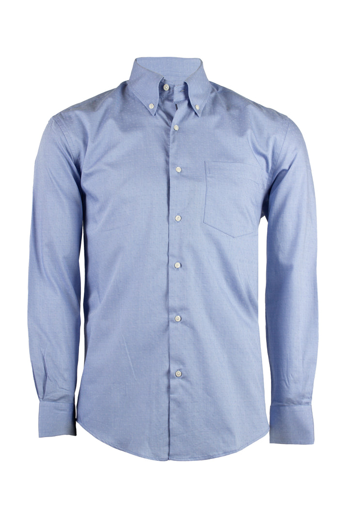 Camicia button down in cotone operato celeste