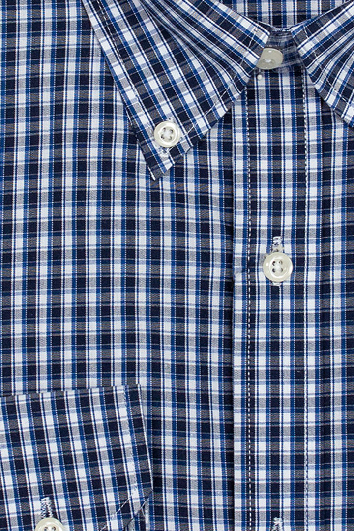 Camicia classica a righe in puro cotone con button down