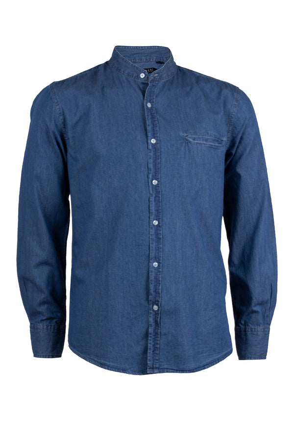 Camicia jeans coreana uomo colore blu