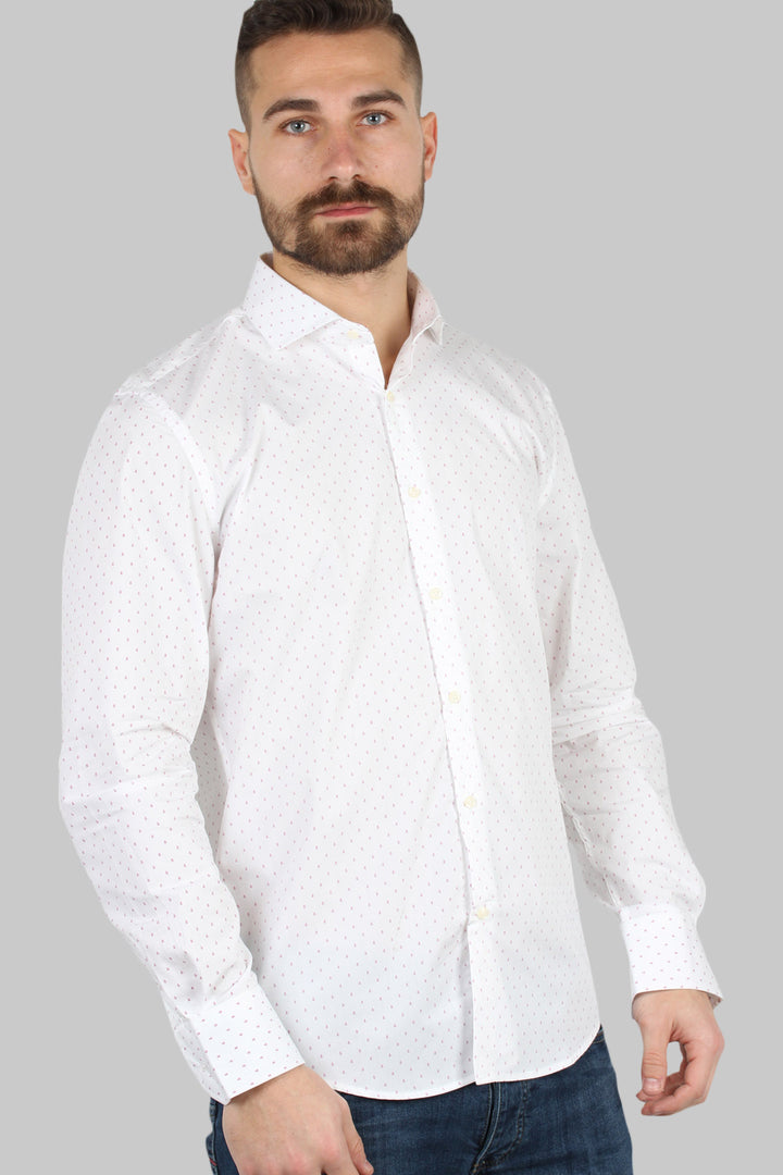 Camicia da uomo con microfantasia a contrasto