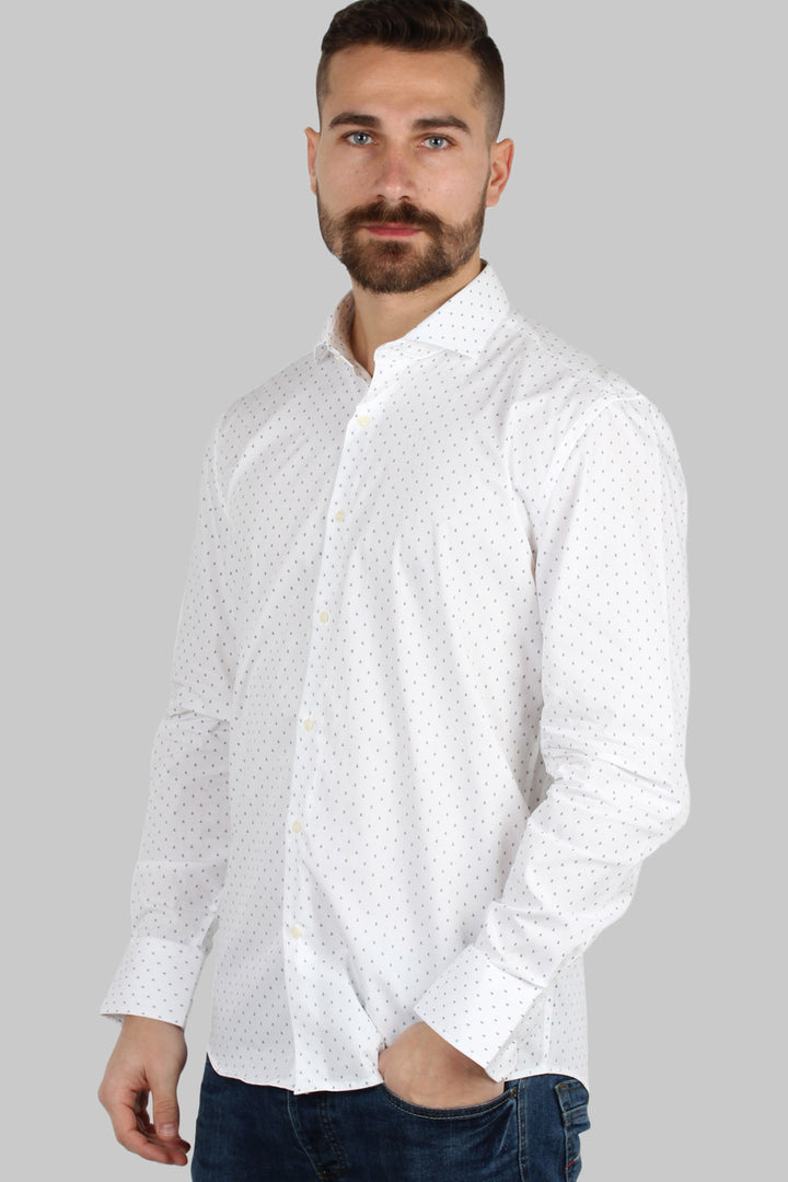 Camicia da uomo con microfantasia a contrasto