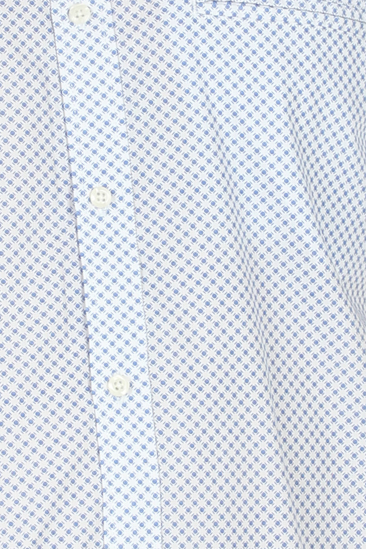 Camicia coreana mezza manica con microfantasia a contrasto