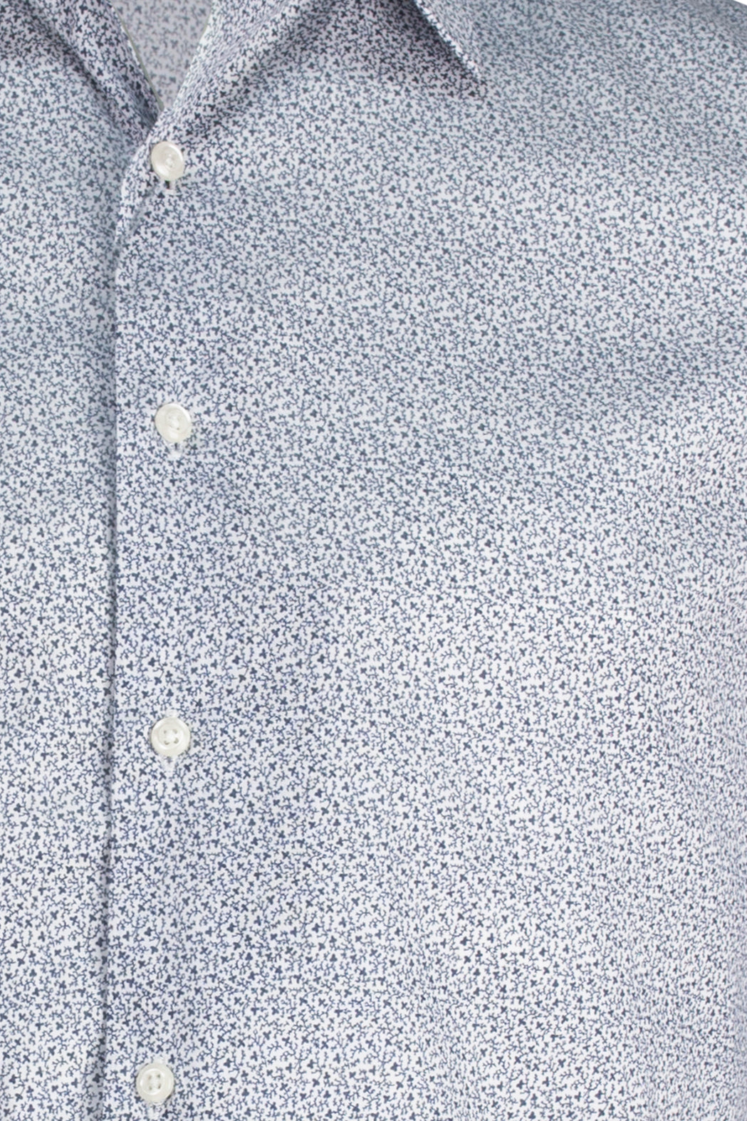 Camicia in cotone microfantasia con collo classico