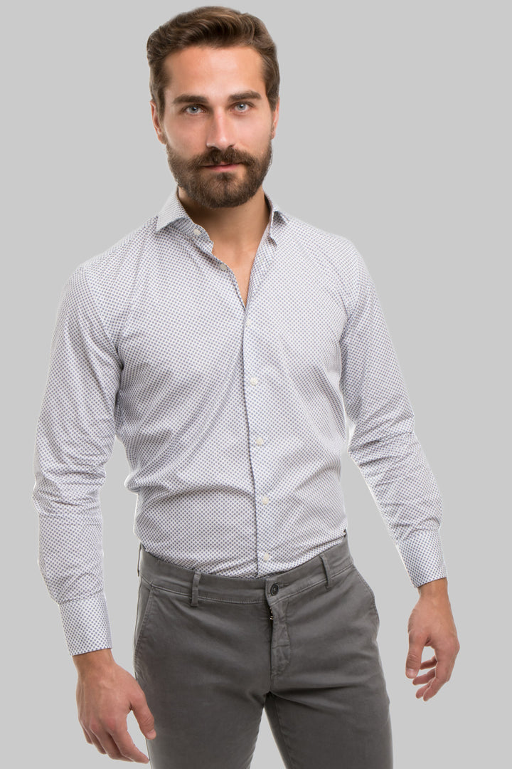 Camicia da uomo con collo francese e microfantasia