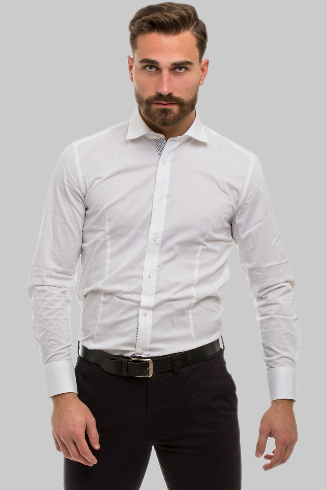 Camicia da uomo con toppe a contrasto