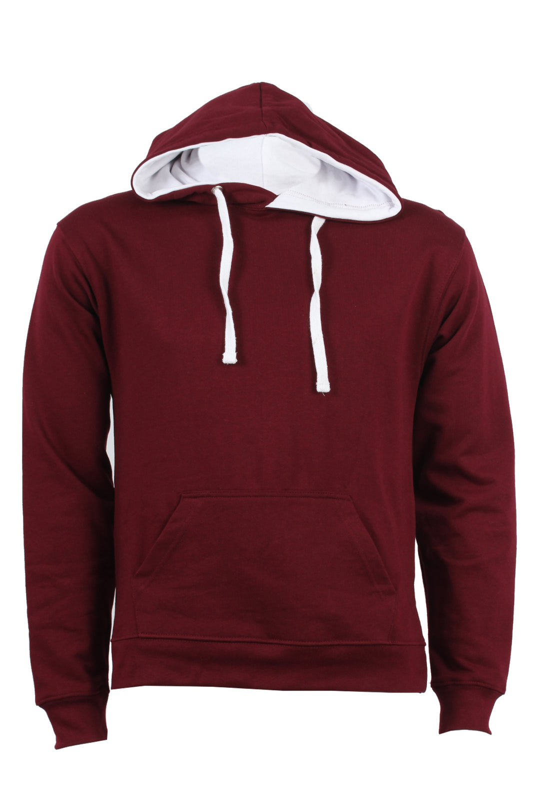 Felpa tinta unita con cappuccio a contrasto1