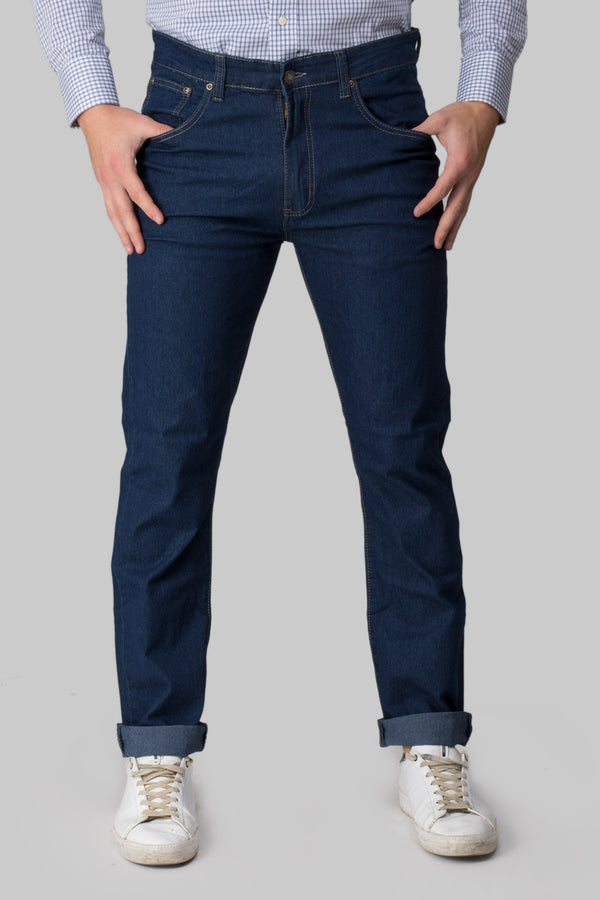 Jeans Tinta Unita Regular Fit per Uomo colore blu