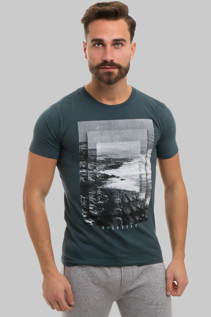 T-Shirt in cotone con stampa a contrasto